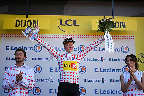 Jonas Abrahamsen in best climber's dotted jersey